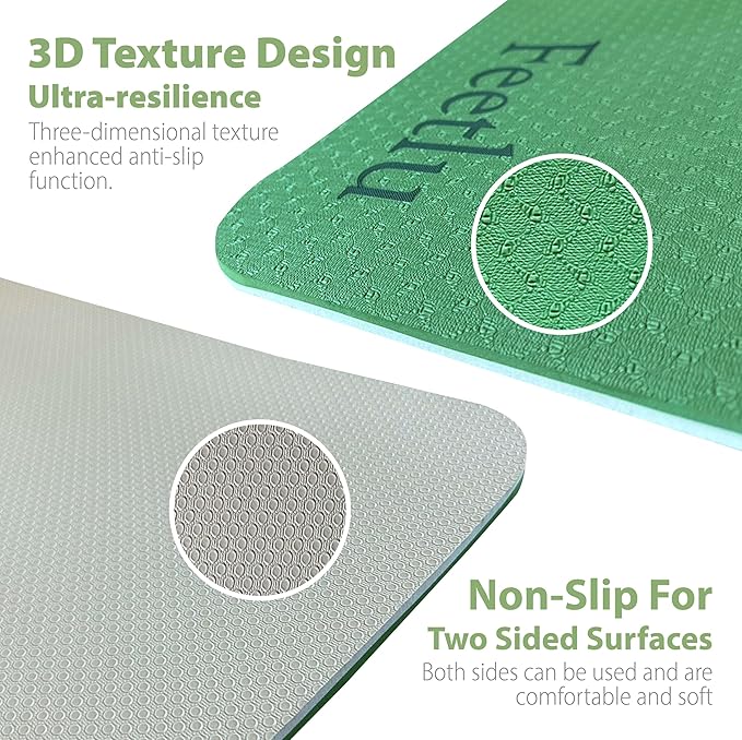 Extra Thick Exercise Yoga Mat with Strap - 2/5 Inch (10MM), Non-Slip Workout Mat for Yoga, Pilates, and Floor Exercises - Bloomnest