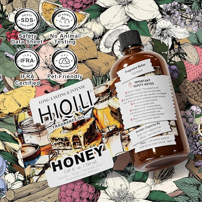 HIQILI Honey Fragrance Oil for Making Candle, Soap, Perfume, Warm Scents for Essential Oil Diffusers, Great for Home, Laundry - 5.07 Fl Oz - Bloomnest