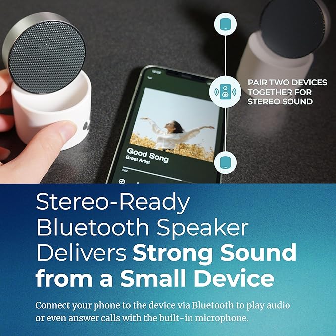 Adaptive Sound Technologies LectroFan Micro 2 - Portable Bluetooth Speaker & White Noise Machine - Compact Sound Machine for Travel - 11 Non-Looping Sounds for Sleep Support - White - Bloomnest