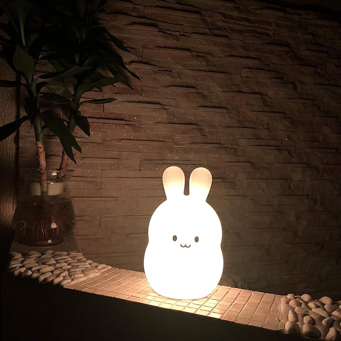 Large Rabbit Night Lights for Kids in Silicone, 9 Colors Baby Bedroom Lighting Children Bedside Table Lamps for Toddlers/Boys/Girls/Adults/Bedroom/Student/Elder/Bathroom/Outdoor - Large - Bloomnest