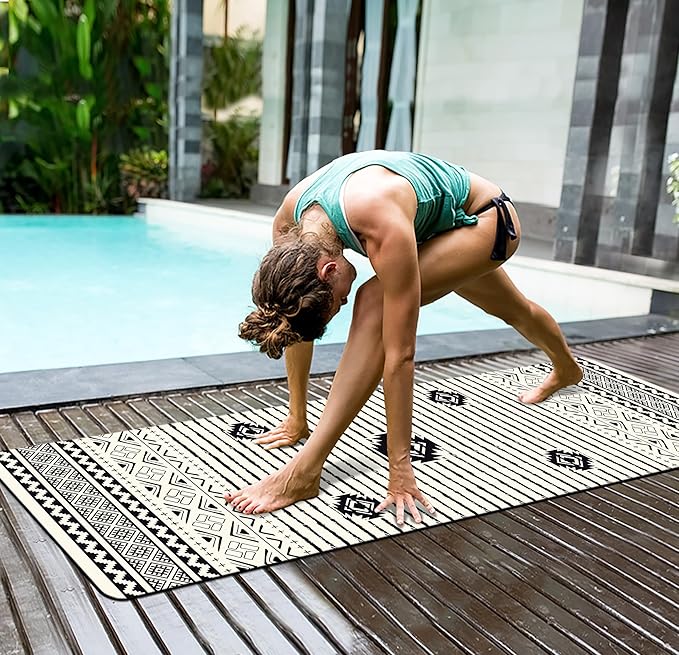 nuveti Yoga Mat Print Extra Thick TPE Non Slip Fitness Exercise Mat with Carrying Bag,72"x24" Extra Thick 6MM Exercise & Workout Mat for Yoga, Pilates Fitness and Floor Exercises - Bloomnest