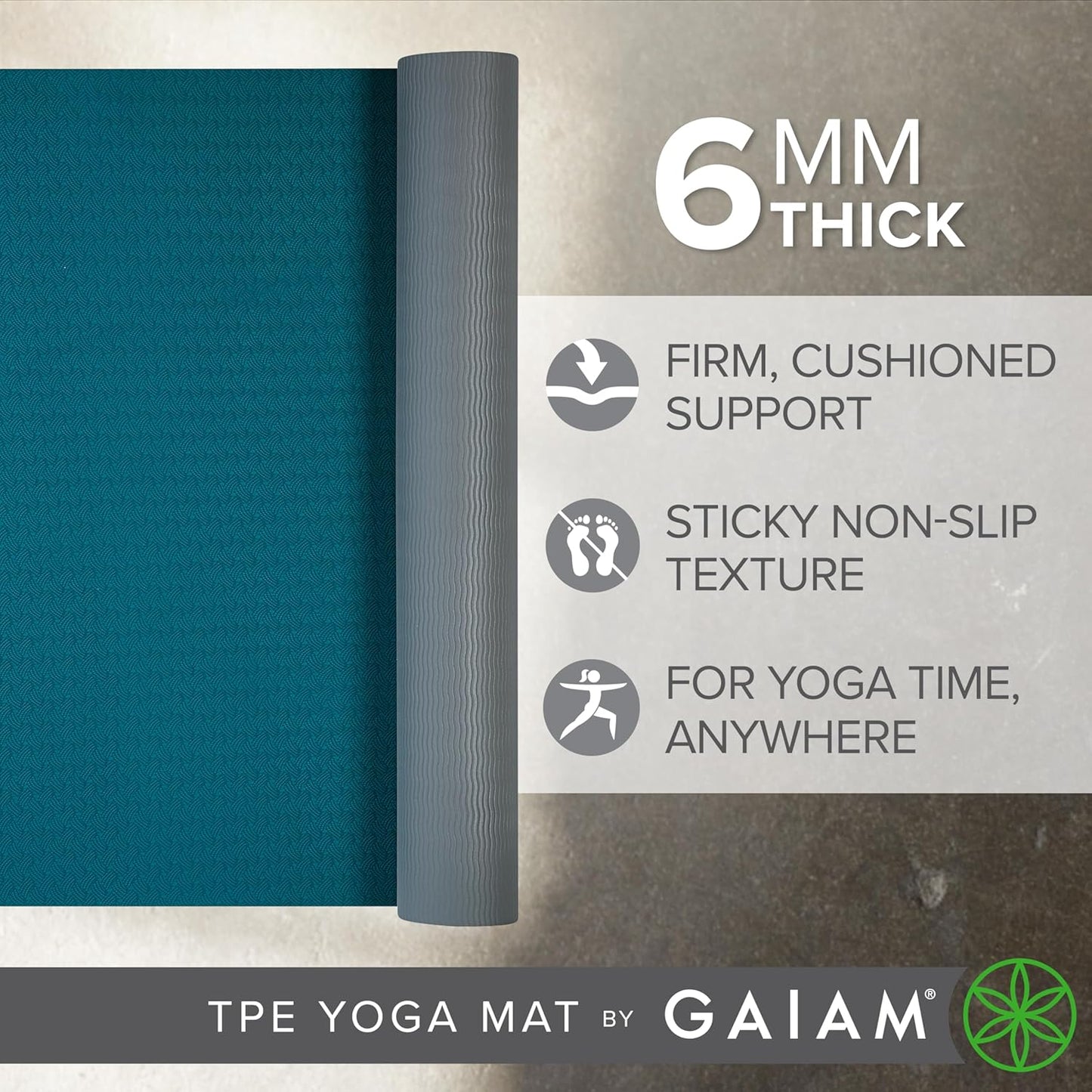 Gaiam Yoga Mat Performance TPE Exercise & Fitness Mat for All Types of Yoga, Pilates & Floor Exercises