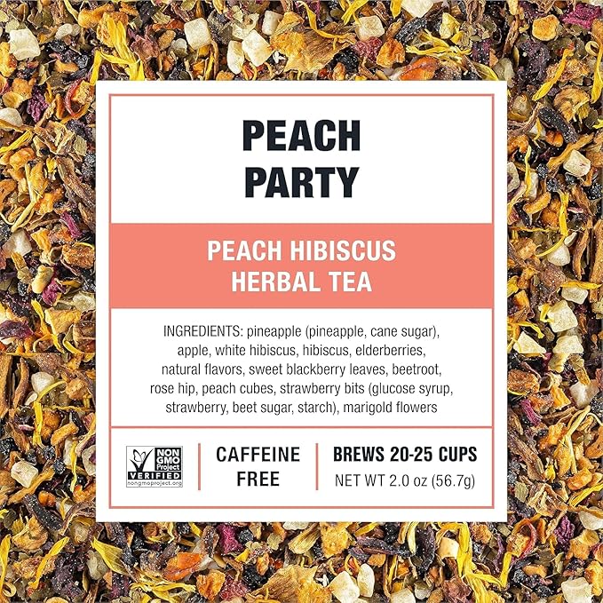 Tiesta Tea - Peach Party, Loose Leaf, Peach Hibiscus Herbal Brew, Premium Blend, Non-Caffeinated Fruit Blend, Makes Hot or Iced & Up to 25 Cups, 2oz Resealable Pouch - Bloomnest