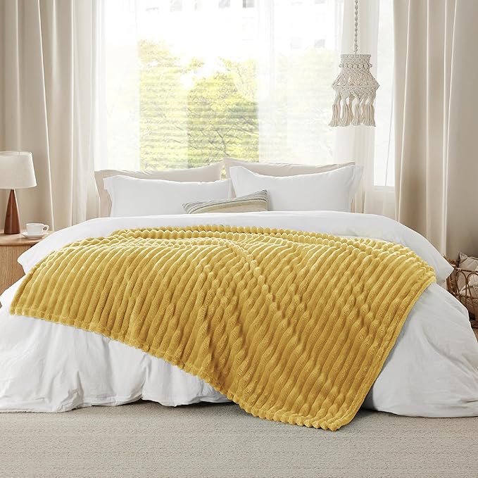 Bedsure GentleSoft Yellow Throw Blanket for Couch - Cozy Soft Fleece Blankets for Women, Cute Small Throws for Girls, Honey, 50x60 Inches - Bloomnest