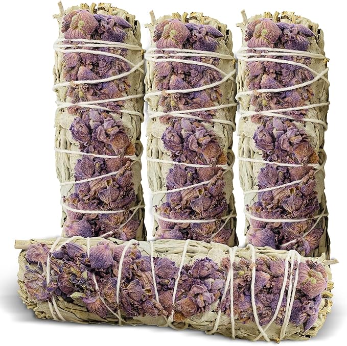 Lavender with White Sage - Bholi Sage Plus Sage Incense Sticks for Cleansing Negative Energy, Sage Sticks for House Cleansing - Lavender with White Sage Smudge Sticks Pack of 4 - Bloomnest