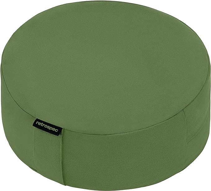 Retrospec Sedona Zafu Meditation Cushion Filled w/Buckwheat Hulls - Yoga Pillow for Meditation Practices - Machine Washable 100% Cotton Cover & Durable Carry Handle, Round