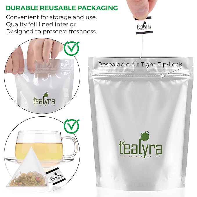 Tealyra - Tranquil Dream - 25 Bags - Chamomile Honeybush Lavender - Calming - Relaxing - Herbal Loose Leaf Tea - Caffeine-Free - Pyramids Style Sachets - Bloomnest