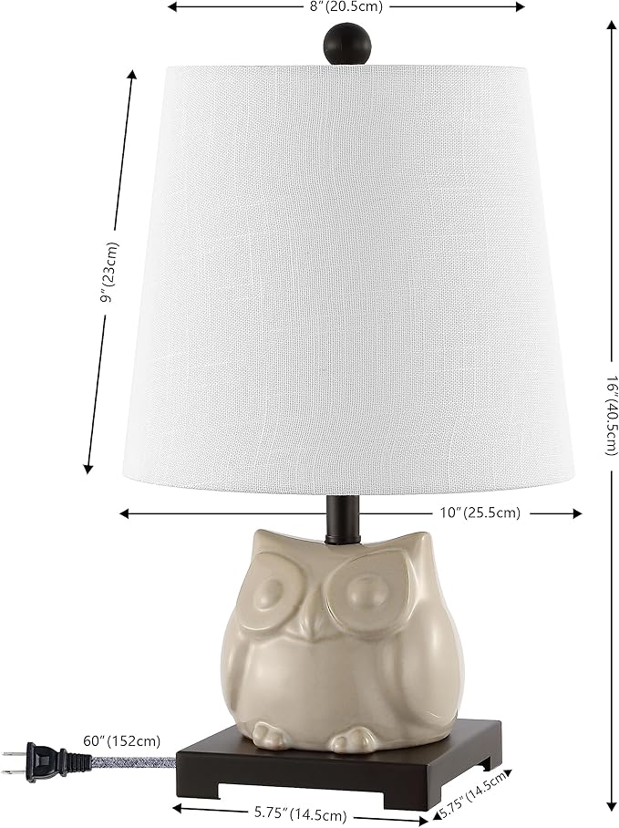 JONATHAN Y JYL3014B Justina 16" Ceramic Mini LED Table Lamp, Cottage,Transitional for Bedroom, Living Room, Office, Kids Room, Entryway, College Dorm, Bookcase, LED Bulb Included, Antique White - Bloomnest