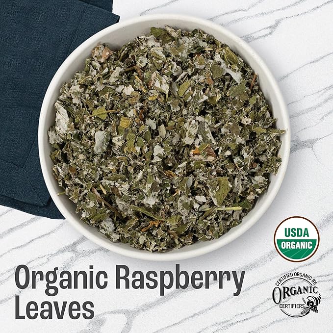 J Mac Botanicals, Organic Red Raspberry Leaf, Herbal tea (16 ounce bag 200+ cups) cut & sifted dried leaf, pack of 2 - Bloomnest
