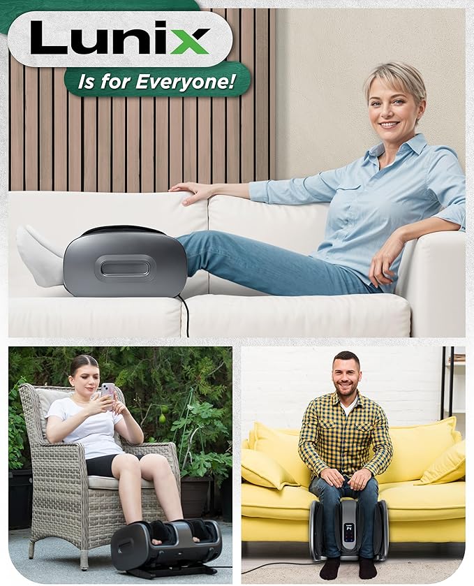 Lunix LX20 Foot Massager for Pain Relief and Circulation, Foot and Calf Shiatsu Massager for Plantar Fasciitis and Neuropathy with Heat, Ankle Therapy Device - Bloomnest
