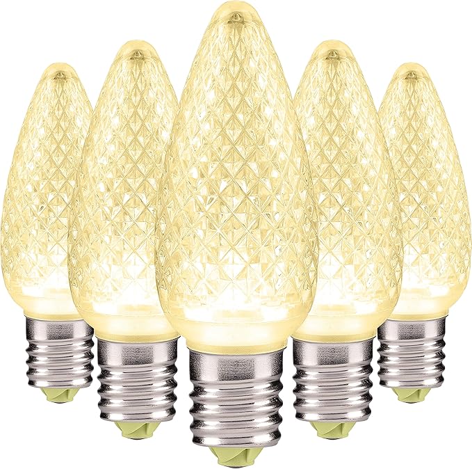 HLO Lighting Set of 25 Warm White C9 Faceted LED Christmas Light Bulbs for Indoor & Outdoor Use | Durable Replacement Bulbs - Bloomnest