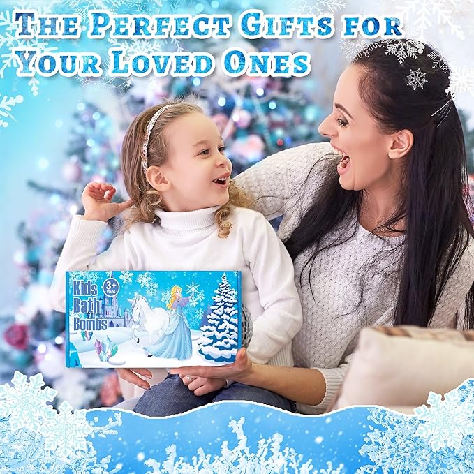 Bath Bombs for Kids with Surprise Inside, 8 Pack Bath Bombs with Frozen Toys, Princess Jewelry & Cross-Body Bag, Natural Fizzy Bubble Bath Balls with Jewelry Set, Christmas Birthday Gift for Girls - Bloomnest