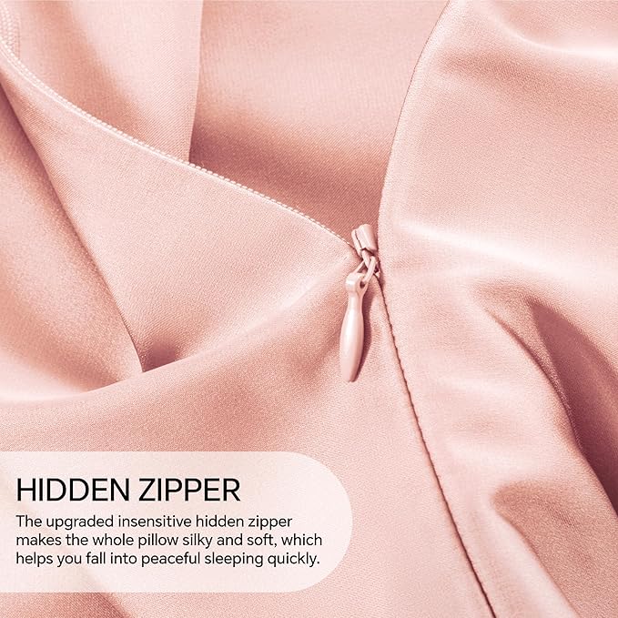 INFIIXSO Silk Pillow Cases 2 Pack Standard Size, Ultra Smooth & Soft Mulberry Silk Pillow Case for Hair and Skin, Breathable Cooling Silk Pillowcase with Hidden Zipper (Coral, 20x26 Inches) - Bloomnest
