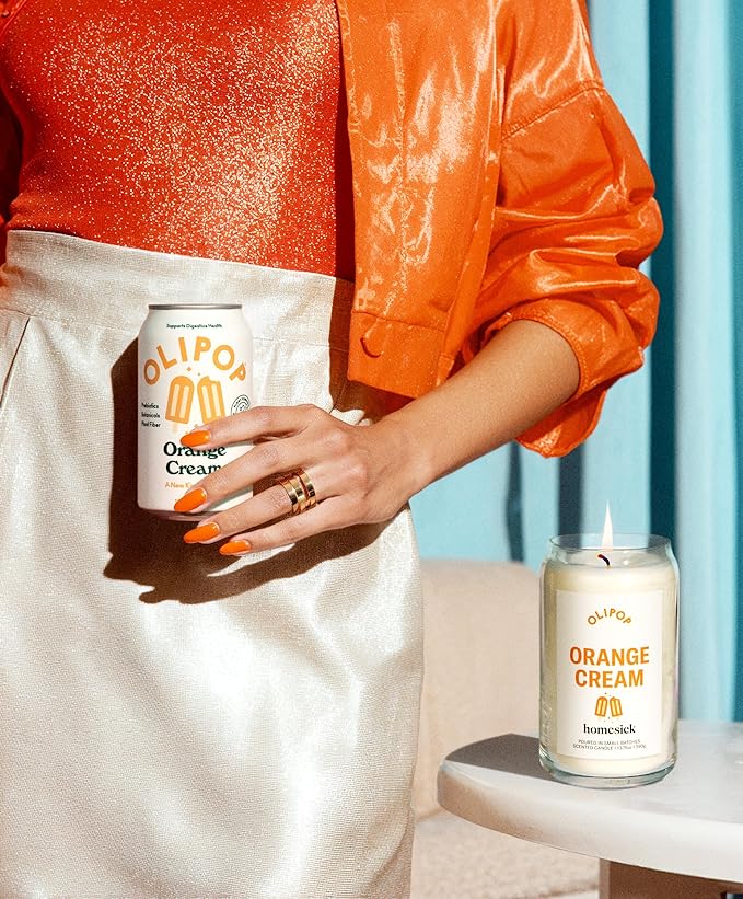 Homesick – Olipop Orange Cream Scented Candle – Premium 13.75 oz Soy Wax Candle in Glass Jar with Cotton Wick, 60–80 Hour Burn, Nostalgic Citrus Vanilla Scent, Wedding & Engagement Gifts for Couples - Bloomnest