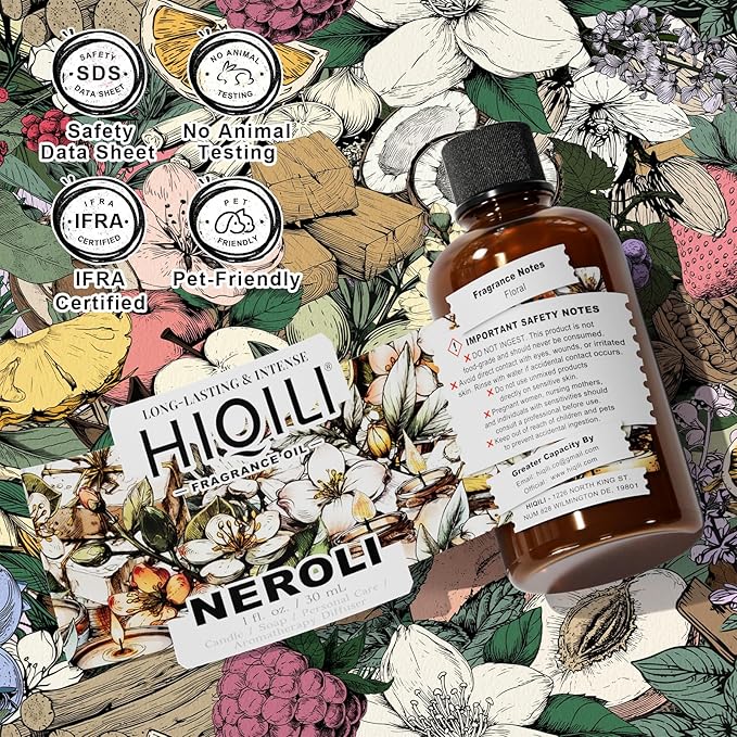 HIQILI Neroli Fragrance Oil for Candle, Soap and Perfume Making, Add to Body Lotion and Handcream, Essential Oil Diffuser Use - 1 Fl Oz HIQILI