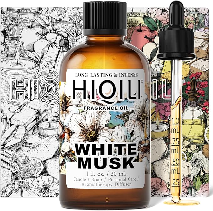 HIQILI White Musk Fragrance Oil, Candle Scents for Candle Making, Soap Making Supplies, Musk Perfume for Women, for Diffuser Use - 1 Fl Oz HIQILI