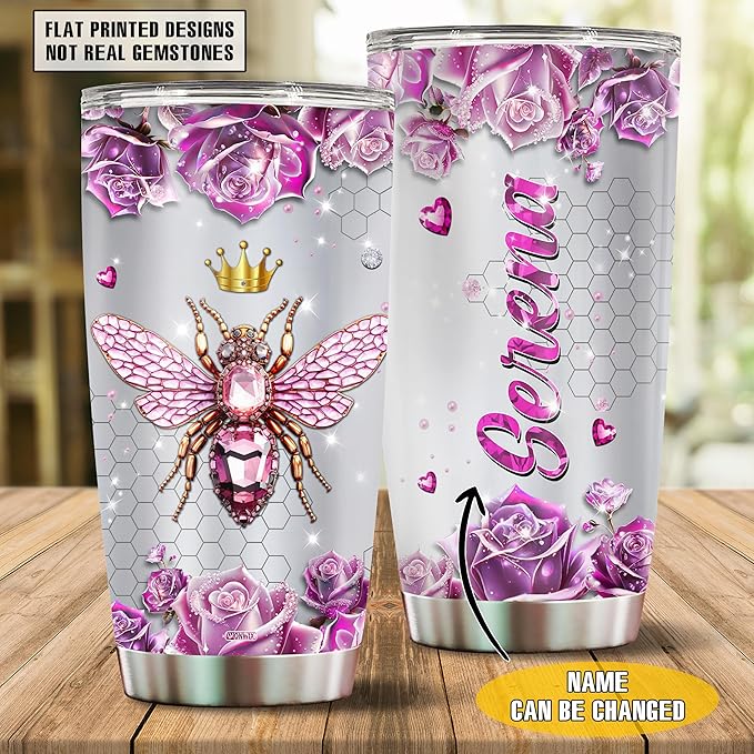 Personalized Queen Bee Gifts for Women Insulated 20oz Stainless Steel Gift for Girls, Wife, Daughter Bee Lovers, Water Bottle, Travel Cups Tumblers Christmas Birthday Mother's Day Valentine - Bloomnest