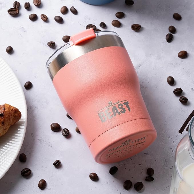 Beast 10 oz Tumbler Stainless Steel Vacuum Insulated Coffee Ice Cup Double Wall Travel Flask (Blossom Pink) - Bloomnest