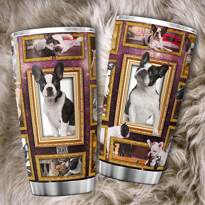 French Bulldog Coffee Tumbler With Lid 20oz Cute Bull Dog Gifts Women Stainless Steel Travel Cup Birthday Present Bulldogs Pet Animal Print Insulated Mug With Dogs On It - Bloomnest