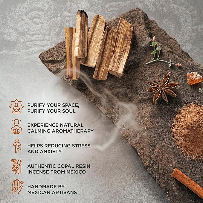 Mix Copal Aztec Incense 40 Sticks Mexico, Palo Santo, Myrrh, Cinnamon, Sandalwood for Yoga & Spiritual Cleansing - Pure Copal Resin Incense for Purifying Energy & Relaxation, JAGUARBIRD Bloomnest