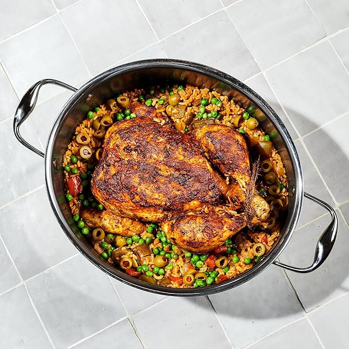 HexClad Hybrid Nonstick 6.5-Quart Oval Dutch Oven with Stainless Steel Lid, Stay-Cool Handles, Dishwasher-Friendly, Oven-Safe Up to 900°F, Induction Ready, Compatible with All Cooktops - Bloomnest
