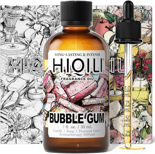 HIQILI Bubble Gum Fragrance Oil for Candle, Soap & Bath Bombs Making, Long Lasting Candy Scents, Home Diffuser Use - 1 Fl Oz HIQILI