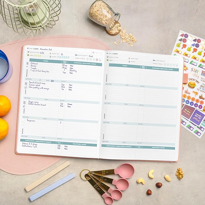 Clever Fox Food Sensitivity Journal Large – Daily Intolerance & Symptom Log for IBS, Diabetic, Low Fodmap, Elimination Diet – Health Tracker, 8.3x11” (Peach Pink) - Bloomnest