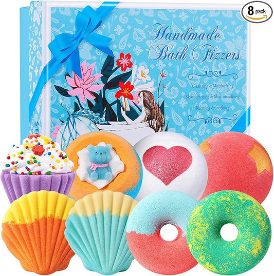 STNTUS INNOVATIONS Bath Bombs, 7 Natural Bath Bomb Gift Set, Bubble Bathbombs for Women Kids, Shea Butter Moisturize, Gifts for Mom Her Girlfriend, Mothers Day Gifts, for Birthday Valentines Christmas - Bloomnest