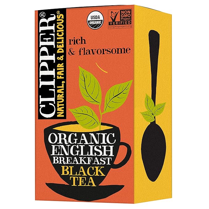 Clipper Tea Organic Fairtrade English Breakfast, Big Ben - USDA Organic, Non-GMO, Fair Trade, Sustainable Caffeinated Tea, 1 Pack, 20 Unbleached Tea Bags - Bloomnest