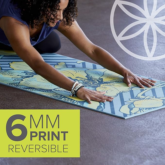 Gaiam Yoga Mat - Premium 6mm Print Reversible Extra Thick Non Slip Exercise & Fitness Mat for All Types of Yoga, Pilates & Floor Workouts (68" x 24" x 6mm Thick) - Bloomnest