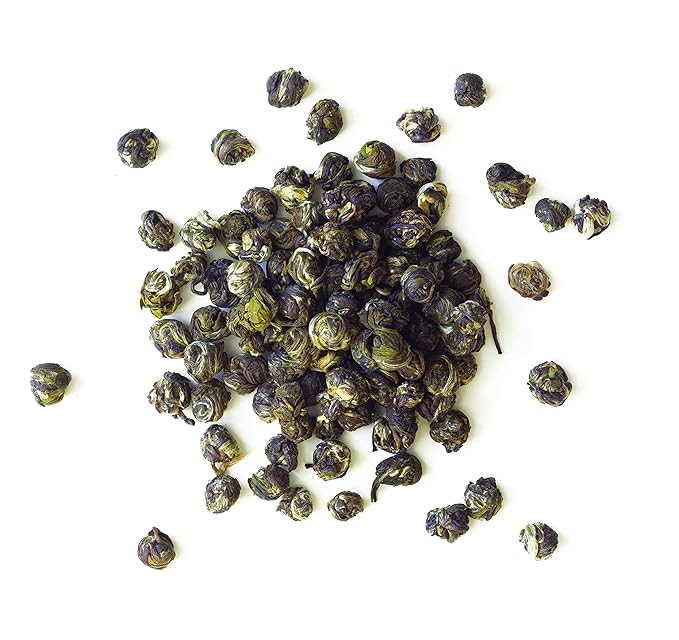 Rishi Tea Jasmine Pearls Green Tea - Caffeinated Loose Leaf, Hand-Rolled with Floral Aroma & Taste - 8.81 Ounces, 22+ Servings - Bloomnest