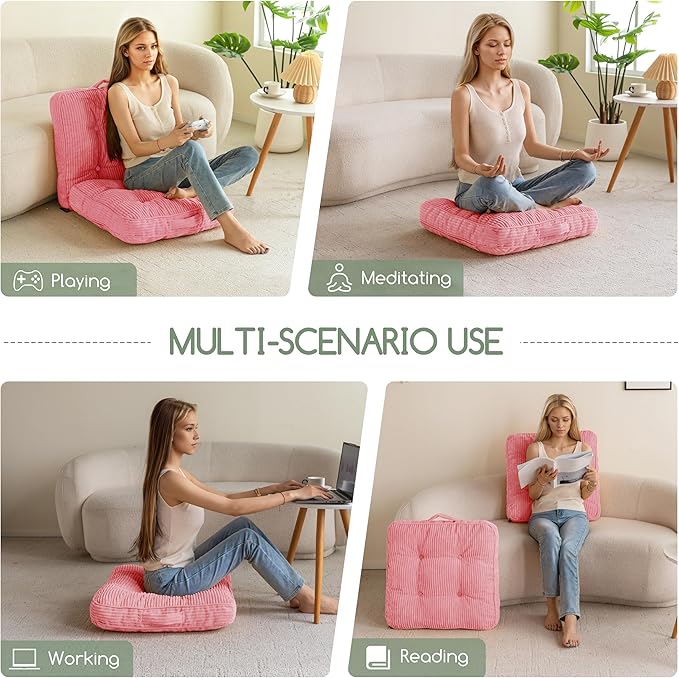 HIGOGOGO Washable Floor Pillow Cushion for Adults, Meditation Cushion Pillow, Large Square Floor Sitting, Removable Tufted Corduroy Cover, for Tatami Living Room or Yoga, 22x22 Inch, Machine Washable - Bloomnest