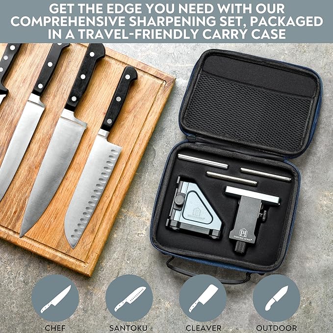 Rolling Knife Sharpener with Adjustable 10° to 40° Options and Adjustable Grinding Height, Knife Sharpener Kit, Roller Knife Sharpening System - Bloomnest