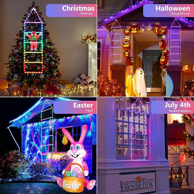 Toodour Christmas Decorations Lights, 3.3ft Smart RGB Christmas Decorative Lights with Santa Claus, Bluetooth & App Controlled Ladder Light - Music Sync Color Changing Xmas Light for Indoor Outdoor - Bloomnest