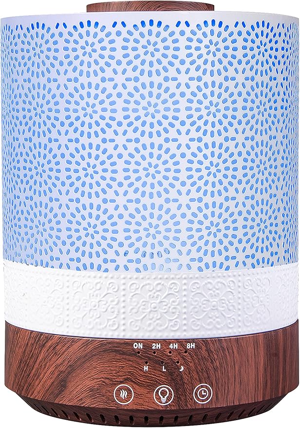 BlueHills 2500 ML XL Essential Oil Diffuser for Large Room Aroma Humidifier Home Decor Bed Baby Room Big Huge 2.5 L Capacity Long Run Color Lights Decorative Design High Mist Dark Wood Grain F004 - Bloomnest