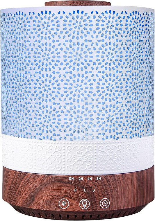 BlueHills 2500 ML XL Essential Oil Diffuser for Large Room Aroma Humidifier Home Decor Bed Baby Room Big Huge 2.5 L Capacity Long Run Color Lights Decorative Design High Mist Dark Wood Grain F004 - Bloomnest