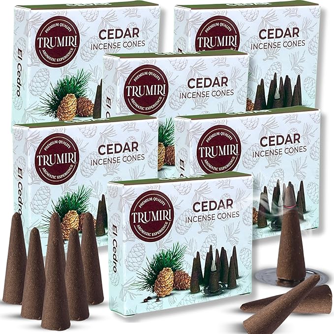 Cedar Incense Cones - Total 60 Cone Incense - Six Packs of 10 Insence Cones - Incense Cones Scented - Cone Incense Scents - Insense Cones - Inscent Cones TRUMIRI