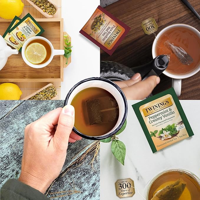 Twinings 48 Tea Bags Herbal Variety Pack – 12 Herbal Flavors with 20 Honey Sticks, Perfect Tea Gift Set for Any Occasion - Bloomnest