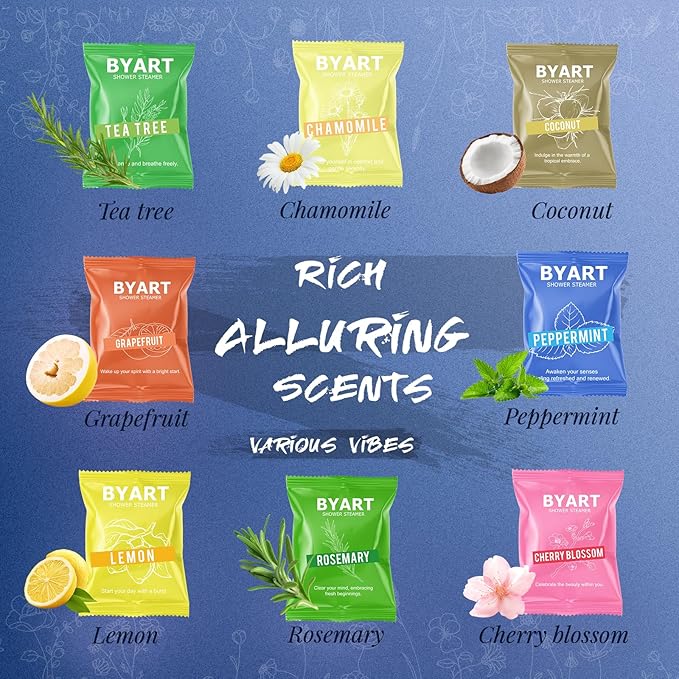 Shower Steamers Aromatherapy - Christmas Gifts for Women, Natural Essential Oils, Spa Steamer, Lingering Intense Aroma, Stress Relief, Body&Soul Relaxing Bath Bombs, Stocking Stuffer for Friend/Family - Bloomnest