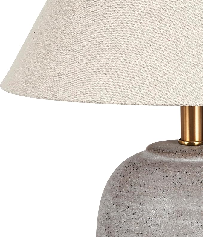 Nourison Home 23" Rustic Brown (Gray Undertones) Ceramic Pot Table Lamp for Bedroom, Living Room, Dining, Home Office, Entryway - Bloomnest