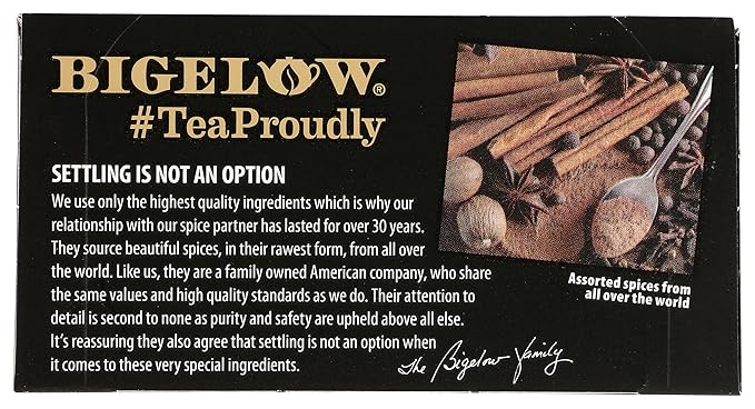 Bigelow, Spiced Chai Tea (Caffeinated), 20 Count - Bloomnest