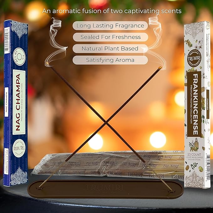 Trumiri Incense Sticks - Combo Pack of 35 Insence-Sticks - 15 Nag Champa + 20 Frankincense - Insenses - Insents - Incents - Inscense - Incence - Incienso - All Natural Incense Sticks TRUMIRI