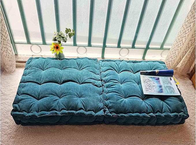 Verpert Floor Pillow 25x25 Inch, Square Meditation Cushion Floor Seating for Adults, Oversized Tufted seat Cushion Reading Nook for Kids, Yoga Meditation Pillow for Sitting on Floor (Turquoise)