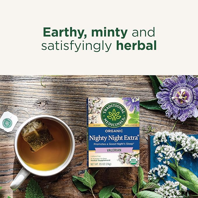 Traditional Medicinals Organic Nighty Night Extra Tea With Valerian Root for Relaxation, 16 Tea Bags (Pack of 1) - Bloomnest
