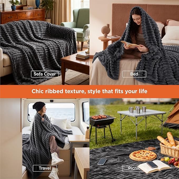 Bedsure GentleSoft Grey California King Size Blanket for Bed - Cozy Soft Blankets for Women, Cute Large Throws for Girls, 102x96 Inches - Bloomnest