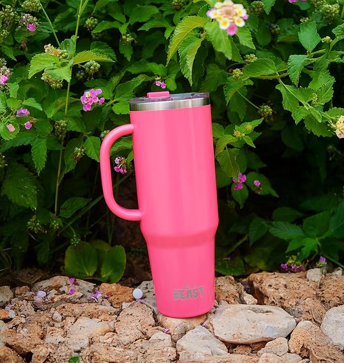 Beast 50 oz Tumbler Stainless Steel Vacuum Insulated Coffee Ice Cup Double Wall Travel Flask (Cupcake Pink) - Bloomnest