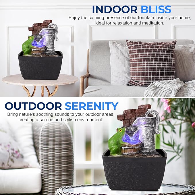 SereneLife Tabletop Water Fountain, Home Decor Soothing Sound Machine with Automatic Pump, Zen Relaxing Decor for Meditation, Perfect Holiday Thanksgiving Christmas Gift, 6.7" Tall