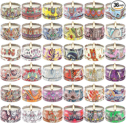 36 Pack Scented Candles Set for Home, Relaxing Stress Relief, Aromatherapy - Natural Soy Wax and Fragrance - Gifts for Women, Mom, Best Friend, Wife, Birthday - Bloomnest