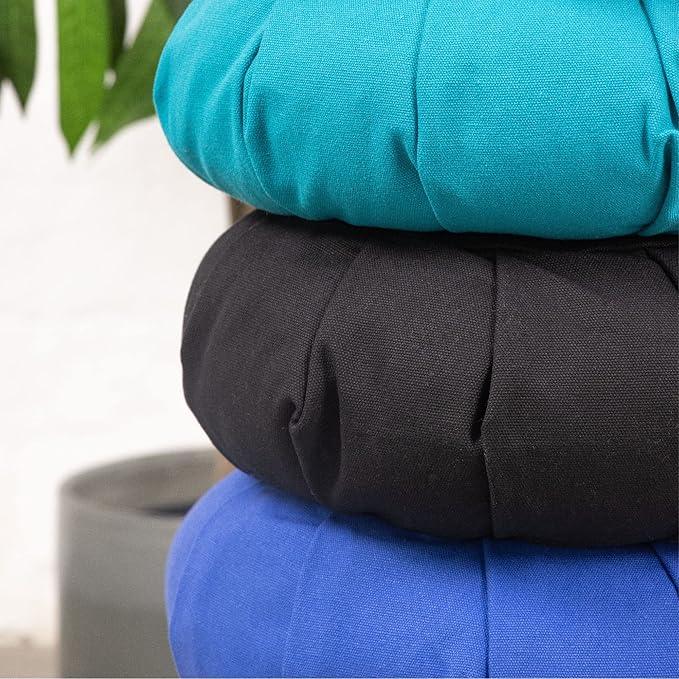 Myga Zafu Yoga Meditation Cushion with Washable Cover - Floor Cushion Pillow with Natural Buckwheat Filling - Soft Round Cotton Design for Meditating or Pranayama Exercises - Bloomnest