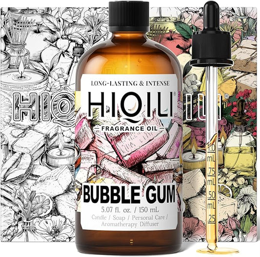 HIQILI Bubble Gum Fragrance Oil for Candle, Soap & Bath Bombs Making, Long Lasting Candy Scents, Home Diffuser Use - 5.07 Fl Oz HIQILI